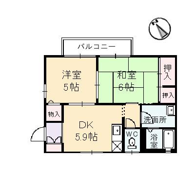 シャーメゾン田村(2DK/2階)の間取り写真