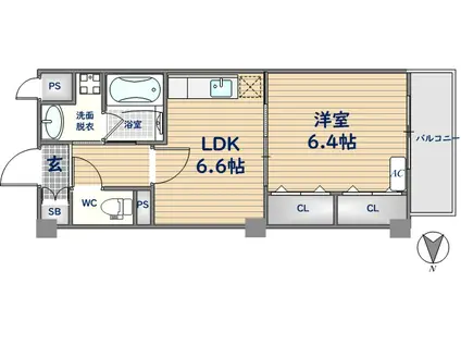 ブランチェリー新石切(1DK/1階)の間取り写真