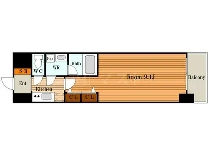 セイル淀屋橋(1K/7階)の間取り写真