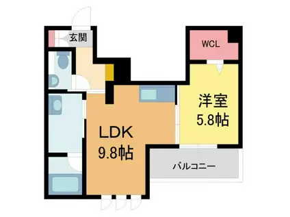 THE TERRACE 西宮北口(1LDK/2階)の間取り写真
