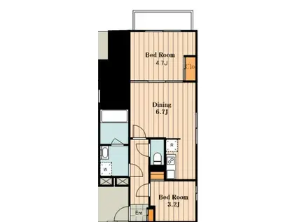 ヴェール中野富士見町(2DK/1階)の間取り写真