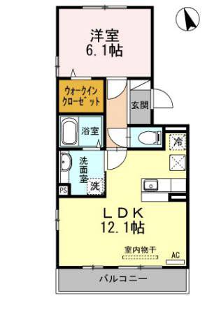 サンヒルズ伏石(1LDK/1階)の間取り写真