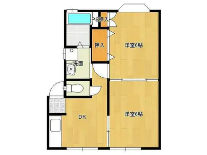 コア錦町(2DK/2階)の間取り写真