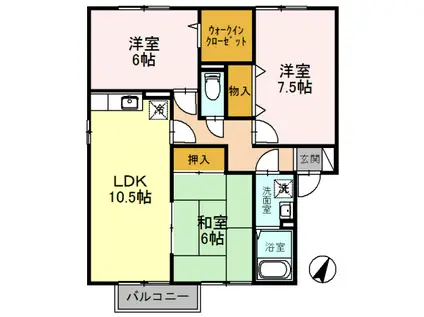 グリーンハイツ(3LDK/2階)の間取り写真