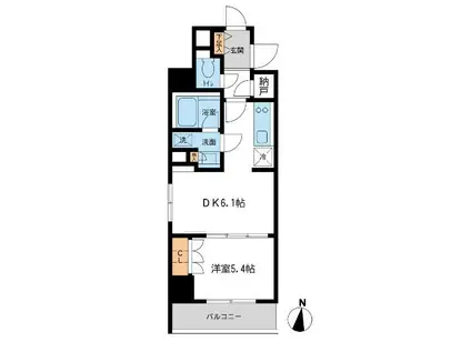 レジデンス両国駅前(1DK/5階)の間取り写真