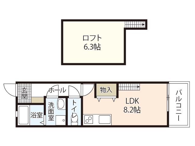 アメニティ江波(1LDK/1階)の間取り写真