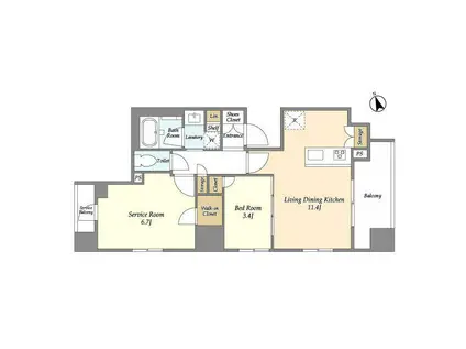 ドゥーエ南砂町(1SLDK/5階)の間取り写真