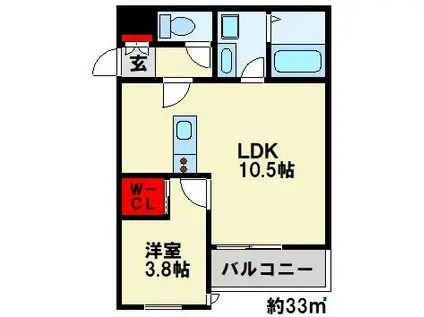 CRECIA片野II(1LDK/1階)の間取り写真