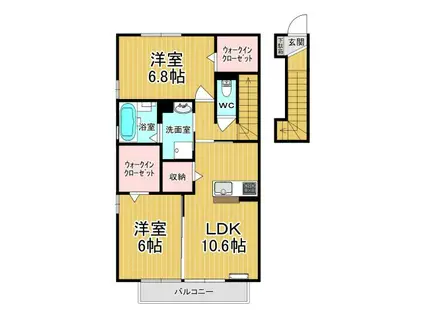 フルール・ド・ティアラ E(2LDK/2階)の間取り写真