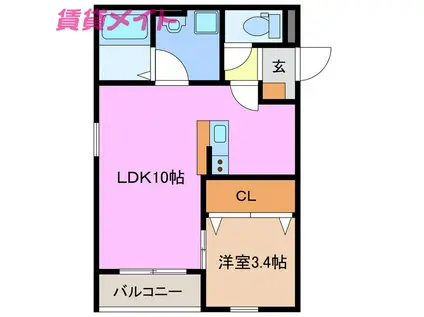 LECOCON四日市VIII(1LDK/1階)の間取り写真