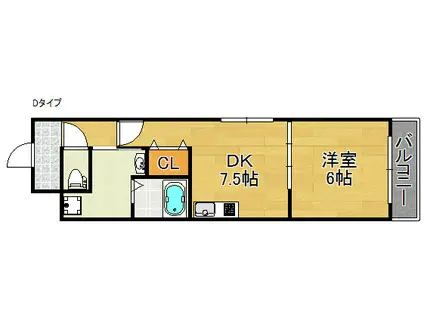 フジパレス清水丘I番館(1DK/2階)の間取り写真