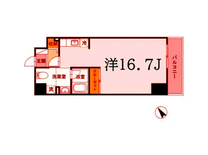 ジェイ・エス・ティ横浜東(ワンルーム/6階)の間取り写真