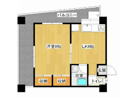 壷崎ハイツ(1DK/4階)の間取り写真