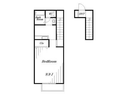 リヴォアール中村(1K/2階)の間取り写真