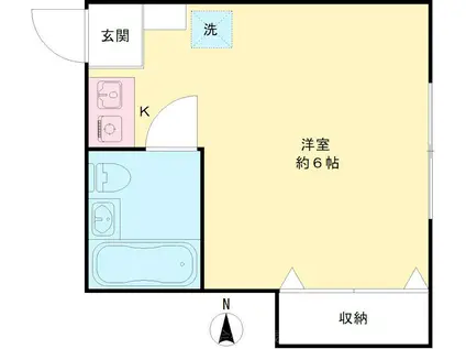 ヒルサイドA棟(ワンルーム/1階)の間取り写真