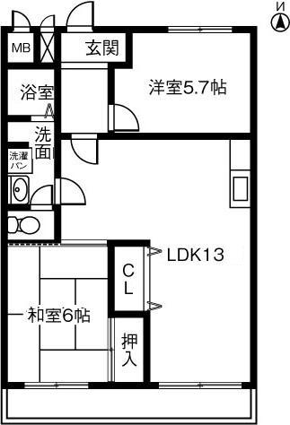 太平コーポラスI(3DK/4階)の間取り写真