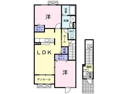 クレンツェ(2LDK/2階)の間取り写真