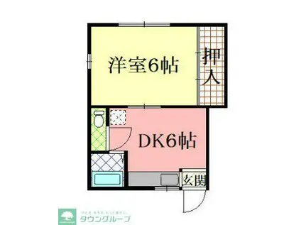 グリーンパーク(1DK/1階)の間取り写真