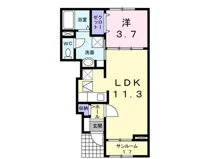 サンスツール(1LDK/1階)の間取り写真