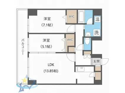 レジディア大通西(2LDK/15階)の間取り写真