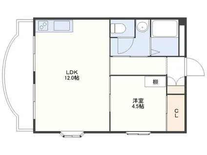 レジョンドール 東小島(1LDK/4階)の間取り写真