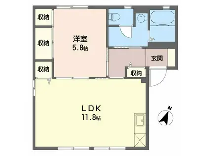 萩の里D(1LDK/1階)の間取り写真