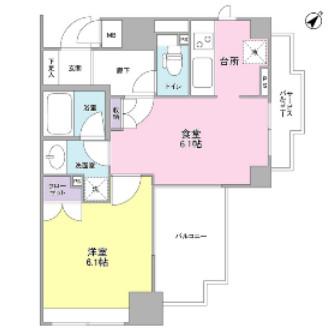 アルス恵比寿メイクス(1LDK/6階)の間取り写真