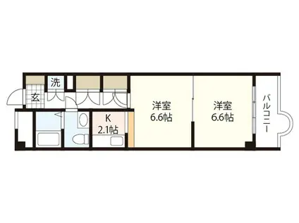 ブリアンローズ上幟町(2K/2階)の間取り写真