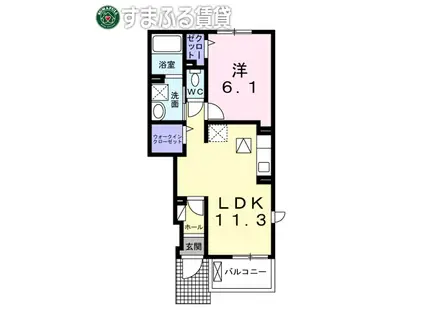 ヴィラ・エスペランサI(1LDK/1階)の間取り写真