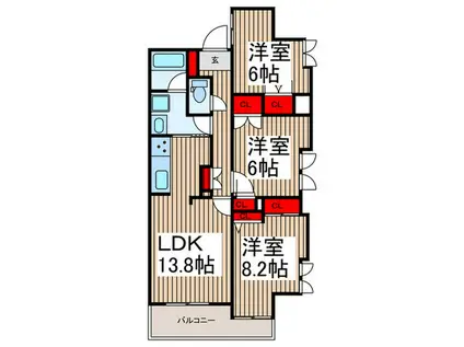 UURコート志木(3LDK/10階)の間取り写真