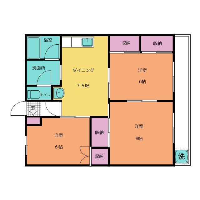 メゾフォルテM(3DK/4階)の間取り写真