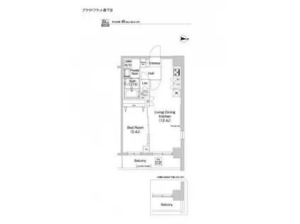 プラウドフラット森下III(1LDK/2階)の間取り写真