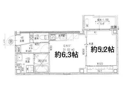 GARDENIA天王寺南(1DK/3階)の間取り写真