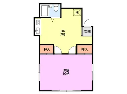 はうす あっぷる館(1DK/2階)の間取り写真