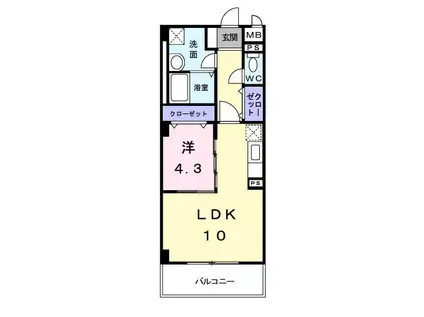 グランソレイユ(1LDK/4階)の間取り写真