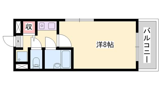 ダイアパレス姫路大手前通西(1K/4階)の間取り写真