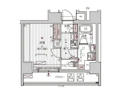 メインステージ浅草入谷I(1K/12階)の間取り写真