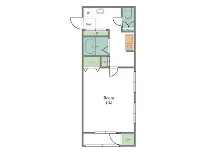 尾山台QSハイム(1K/3階)の間取り写真