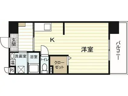 カノン廿日市(1K/3階)の間取り写真