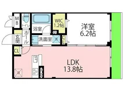 ヴァローレ I(1LDK/1階)の間取り写真
