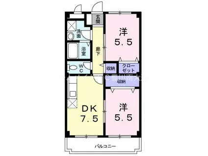 ニューマウンテン(2DK/2階)の間取り写真