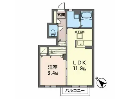 メゾン・カームニスB(1LDK/1階)の間取り写真