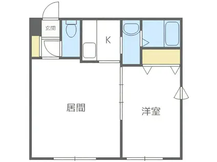 HARUSAKU行啓通 旧ほうしん山鼻(1LDK/4階)の間取り写真