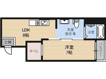 ヴィラ盛都2(1DK/3階)の間取り写真