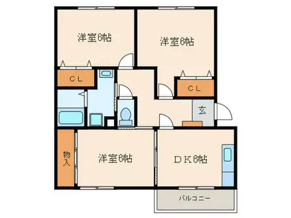 メゾンフレール(3DK/2階)の間取り写真