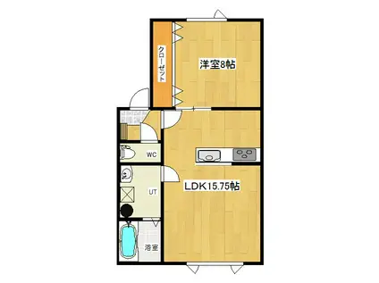 JOY中ノ島(1LDK/1階)の間取り写真