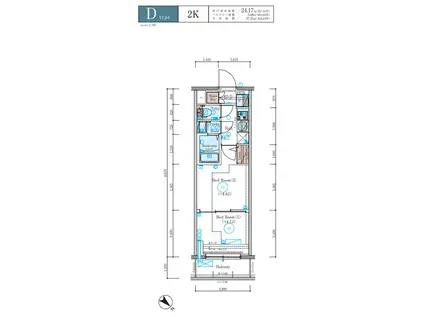 エステムコート横浜(2K/6階)の間取り写真