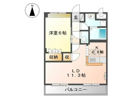 ヴィレッジ名草(1LDK/1階)の間取り写真