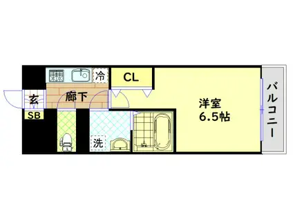 ファーストフィオーレ九条(1K/2階)の間取り写真