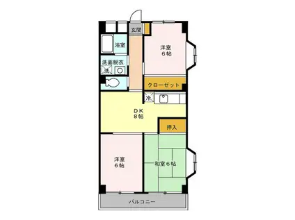 メゾンリヴィエール(3DK/3階)の間取り写真